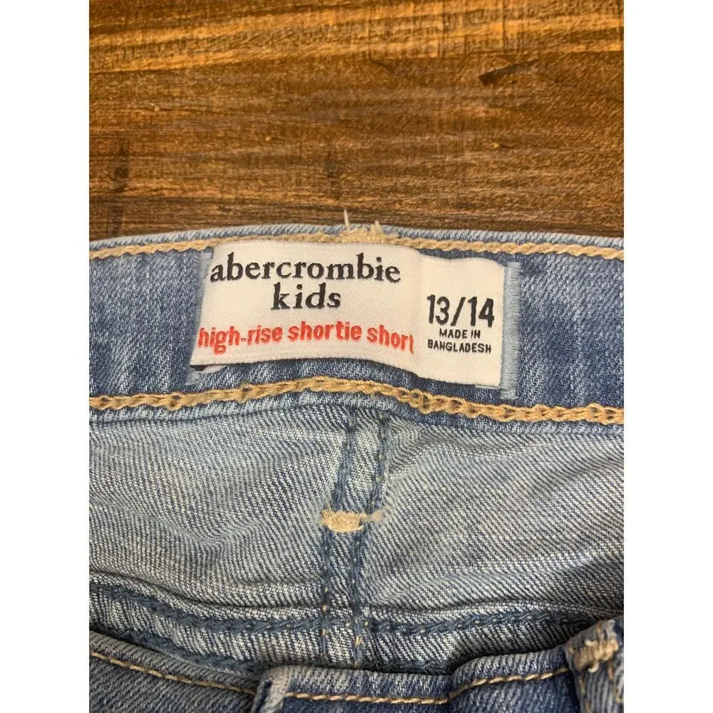 ABERCROMBIE & FITCH Girl’s High Rise Shortie Distressed Jean Shorts /Size: 13/14